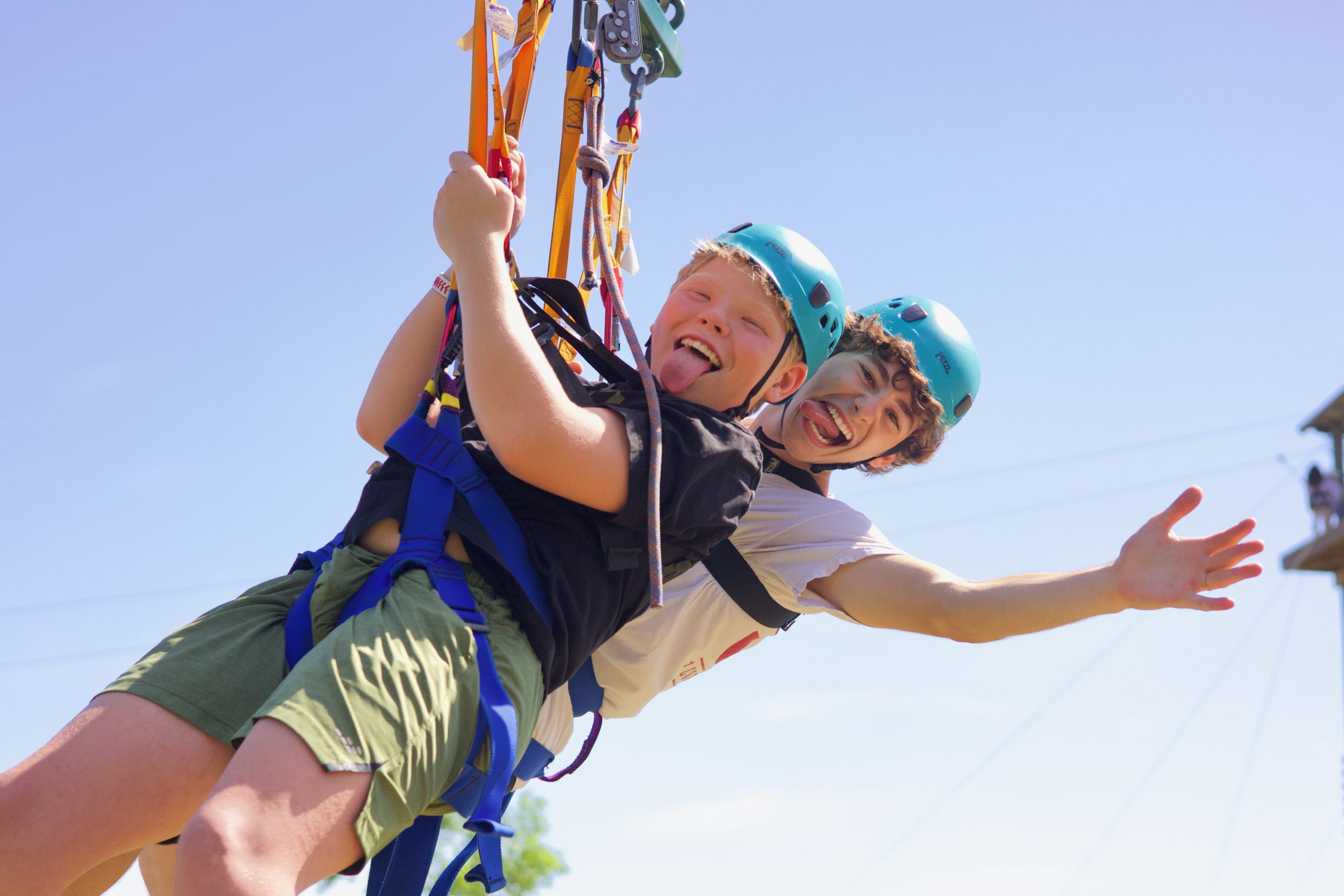 ***camper, staff, Beestro, giant swing, harness, helmet, fun, tongues out, silly, boy, Summer, June 3, 2022